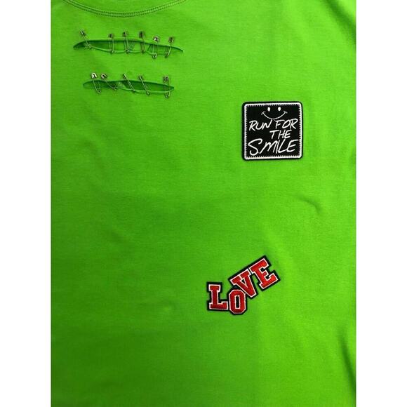 Vintage Y2K Neon Green Cutout Cotton Top Punk Retro Dopamine Size 2 Angie - Picture 9 of 10